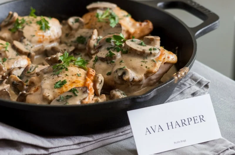 Chicken Thighs with Creamy Mushroom Garlic Sauce Recipe!