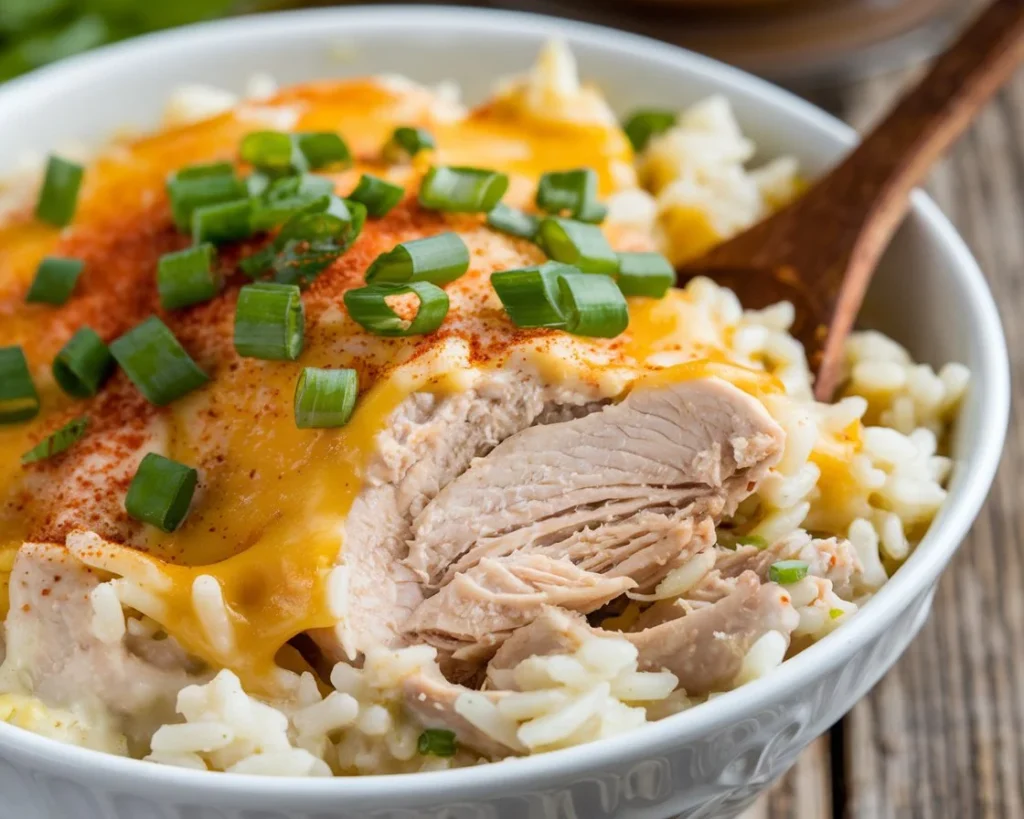 crockpot cheesy chicken and rice recipe