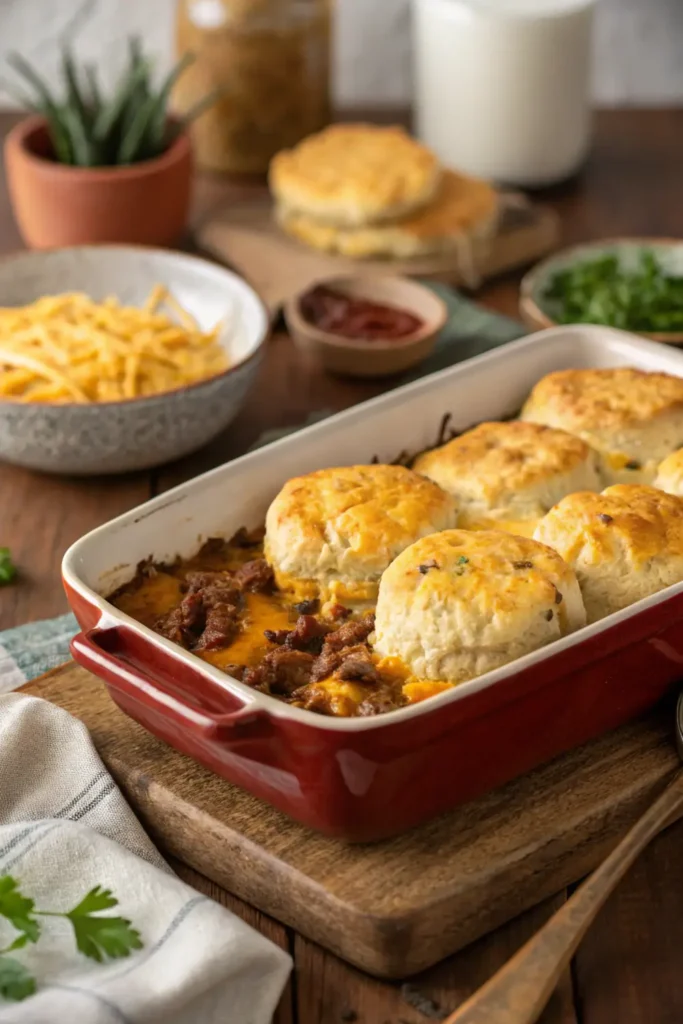 Cheesy Barbacoa Biscuit Bake