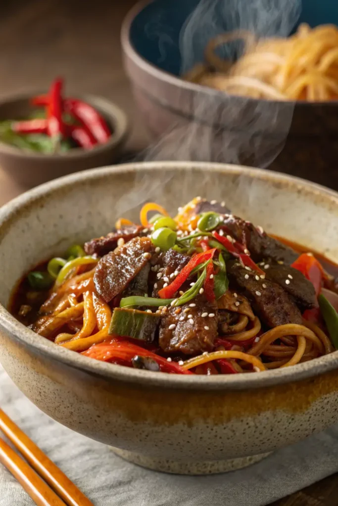 Spicy Korean Gochujang Beef Noodles 1