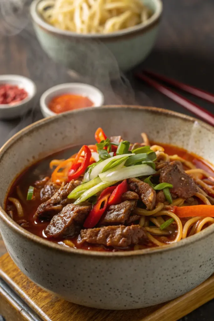 Spicy Korean Gochujang Beef Noodles