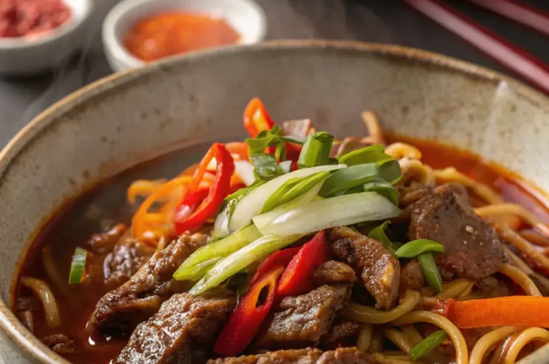 Spicy Korean Gochujang Beef Noodles Recipe