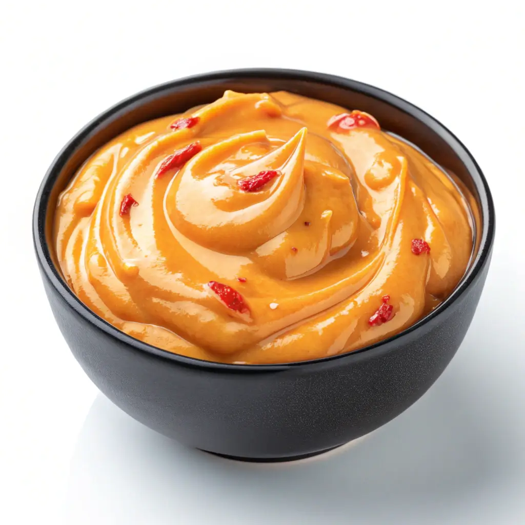 bowl of creamy orange gochujang mayo dip