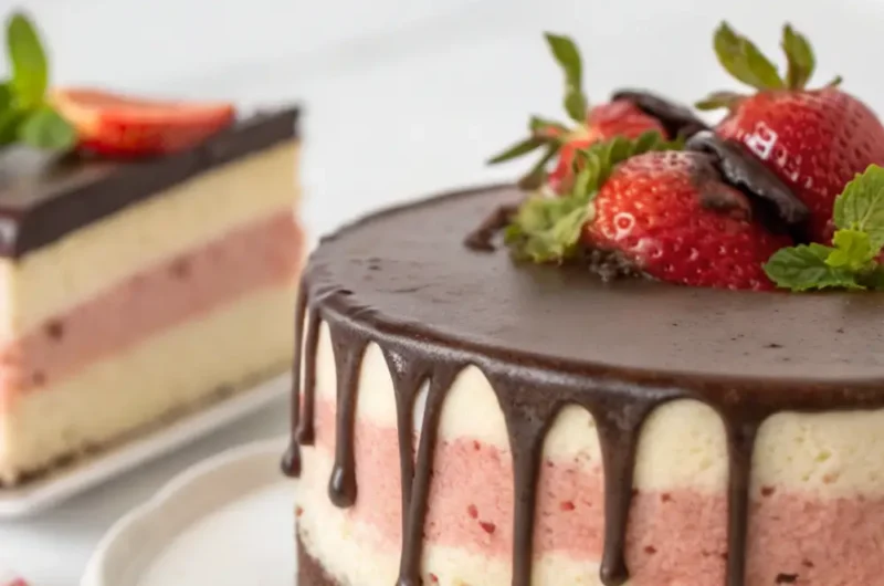 Neapolitan Cake – Chocolate, Vanilla & Strawberry Layers