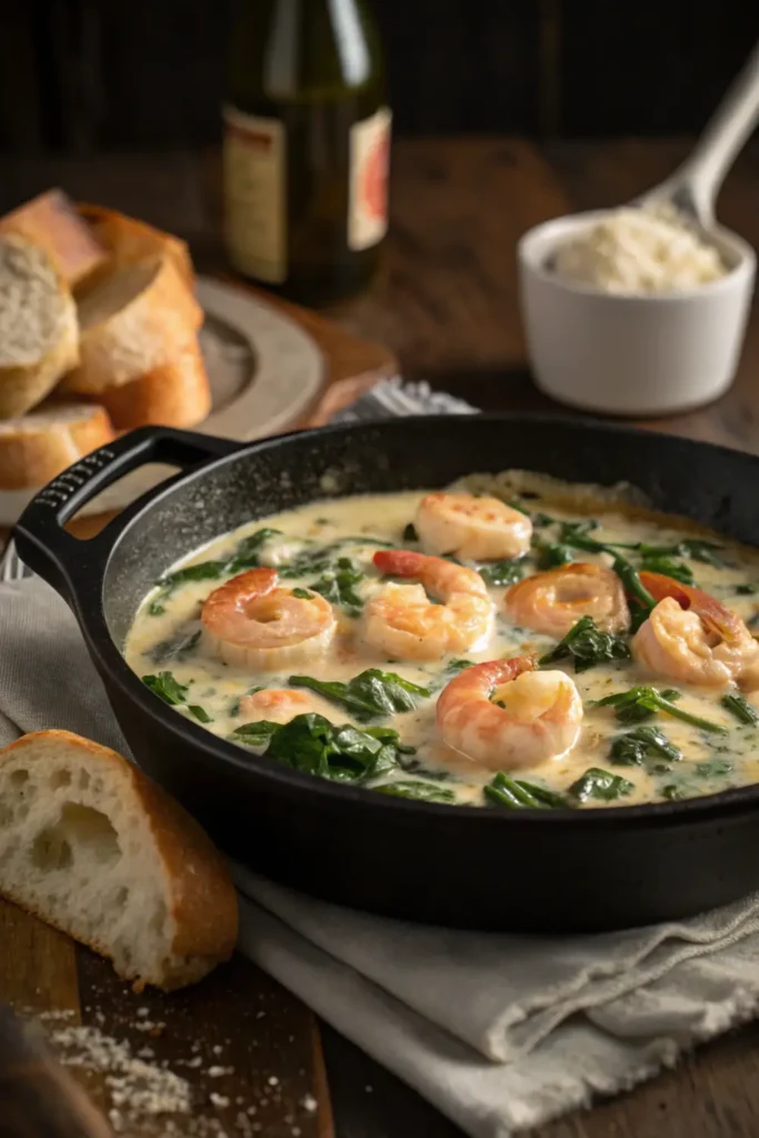 Creamy Garlic Shrimp and Spinach Skillet