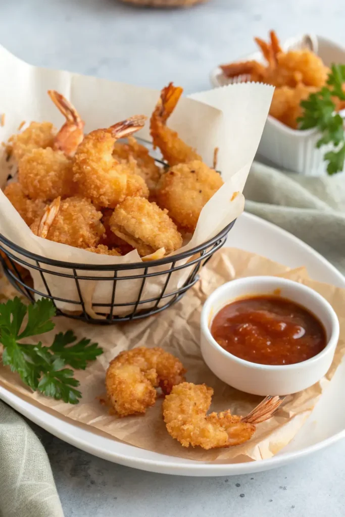 Crispy Air Fryer Shrimp with Spicy Honey Garlic Sauce