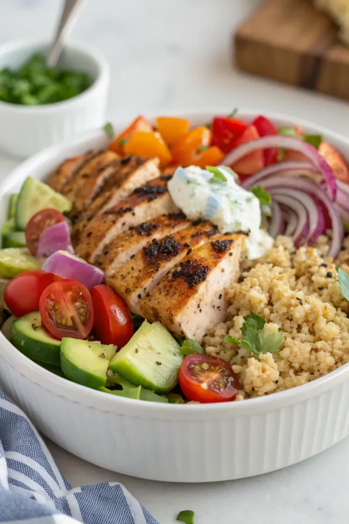 Greek Chicken Power Bowl with Tzatziki Sauce