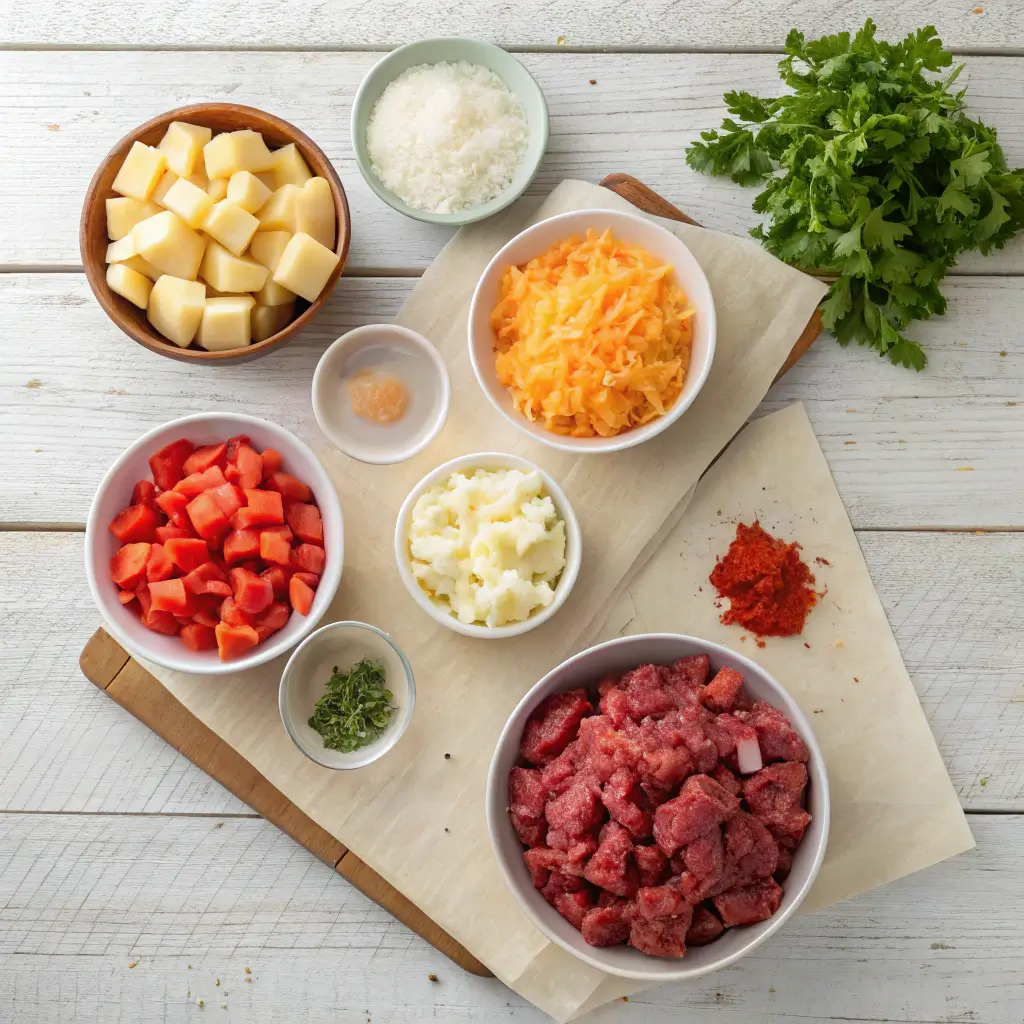 ingredients for casserole with ground beef