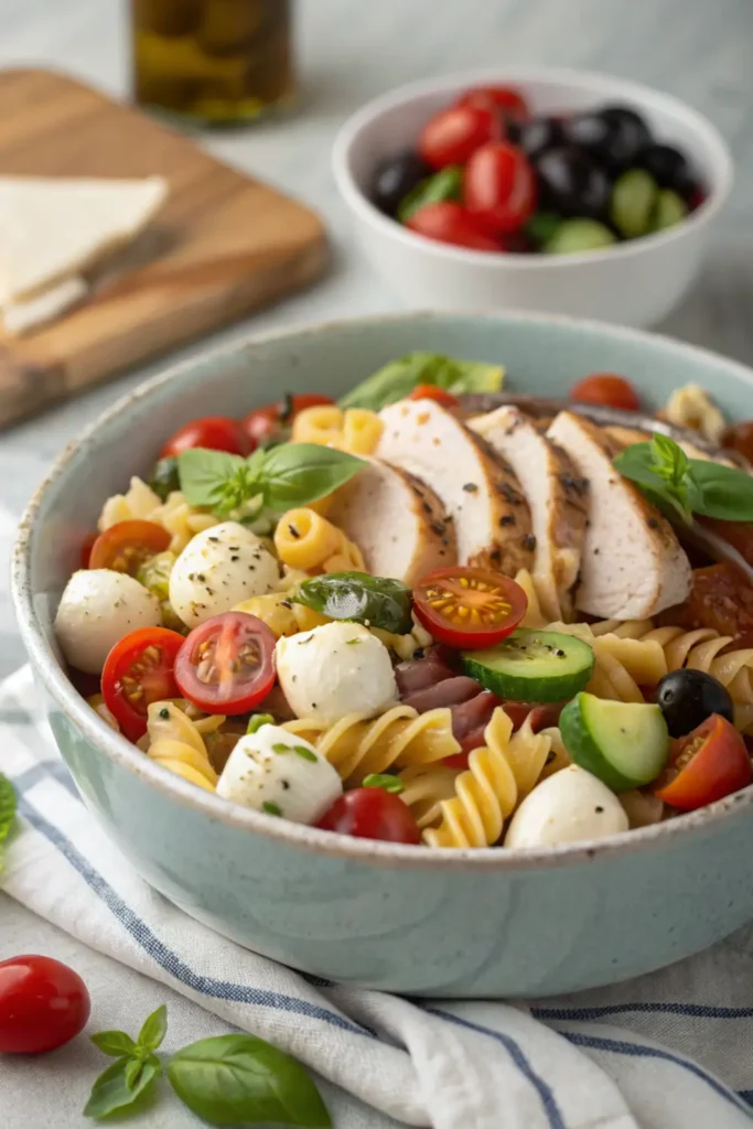 Italian-Style High-Protein Pasta Salad with Turkey & Mozzarella