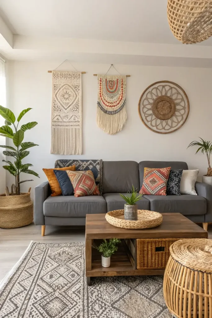 modern boho living room (2)