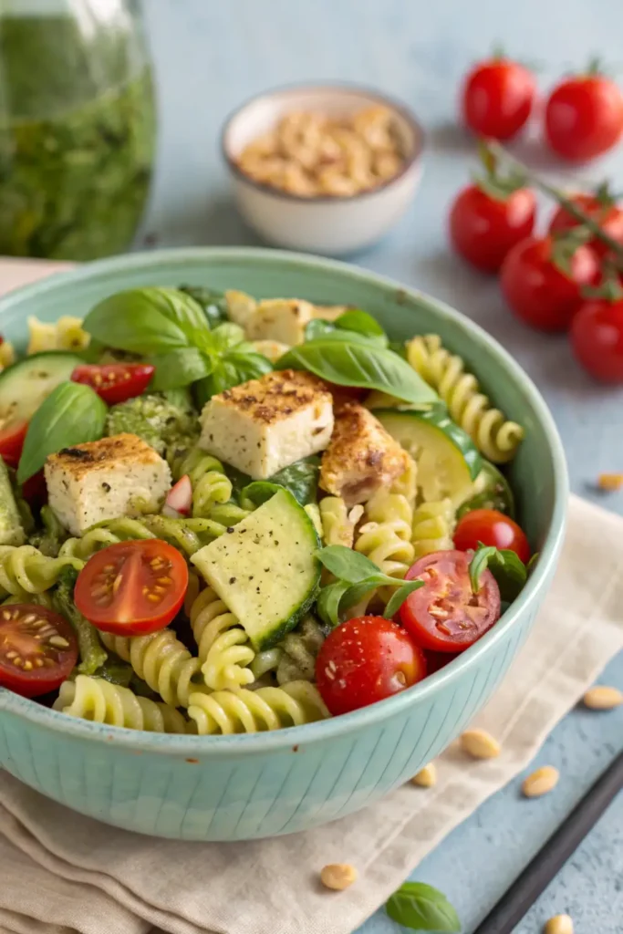 Vegan Pesto & Tofu High-Protein Pasta Salad