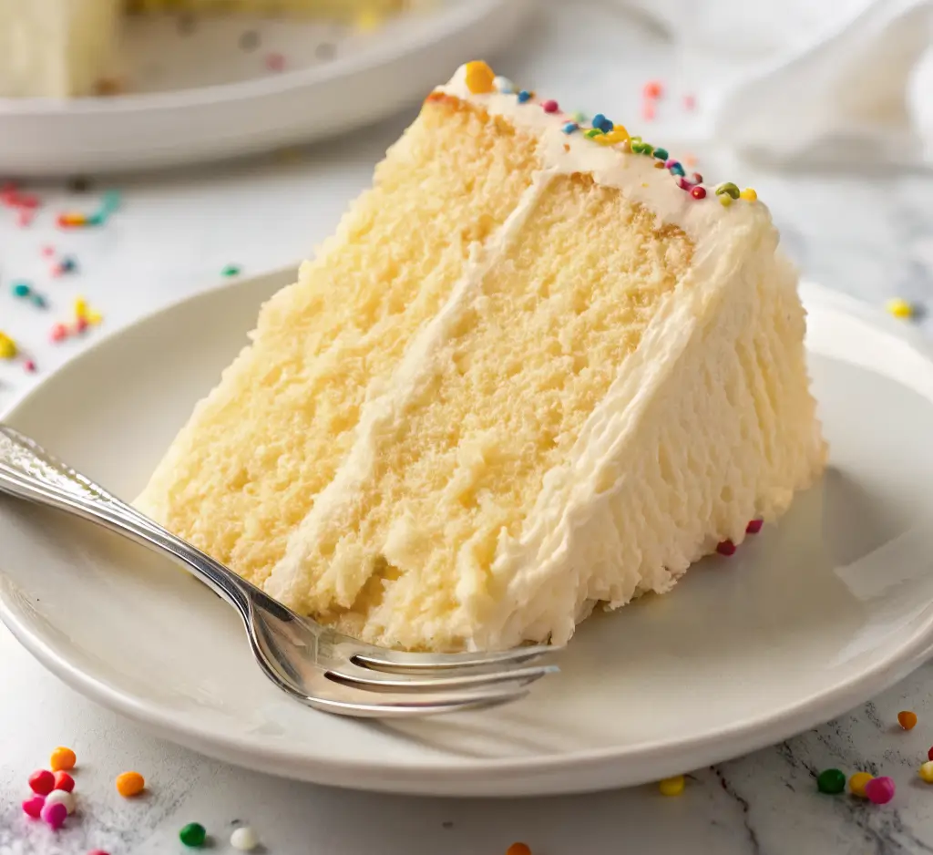 sliced vanilla cake